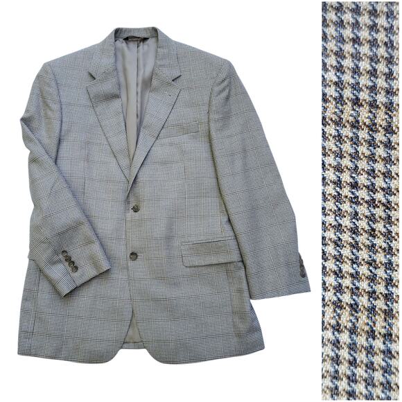 JoS. A. Bank Signature Collection Silk Wool Houndstooth Sport Coat Blazer 40R - Picture 1 of 16